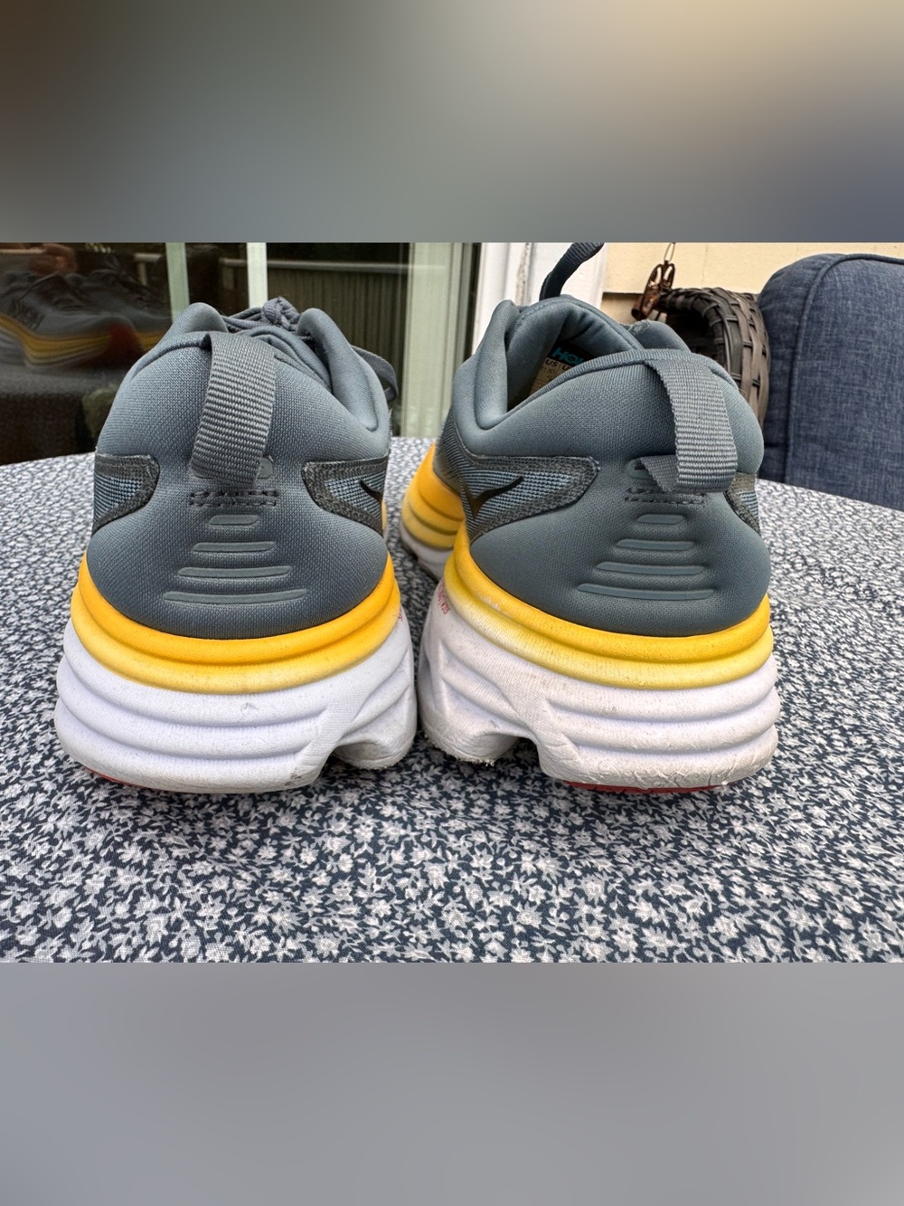 Hoka Bondi 8 Mens Running Shoes Goblin Blue Yellow Gray Max Cushion Size 11.5 D - Picture 8 of 12